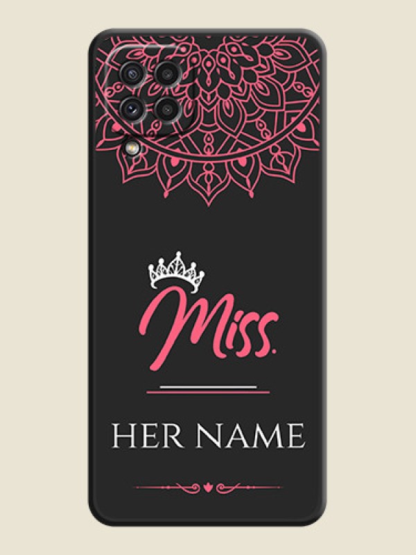 Custom Mrs Name with Floral Design on Space Black Personalized Soft Matte Phone Covers - Galaxy A22 4G - alternate view