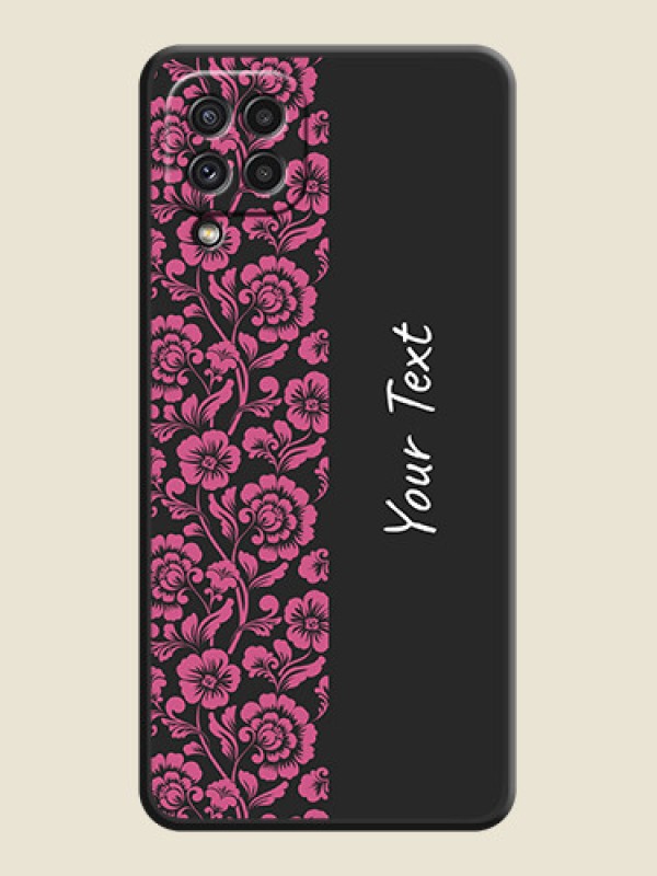 Custom Pink Floral Pattern Design With Custom Text On Space Black Personalized Soft Matte Phone Covers -Samsung Galaxy A22 4G - alternate view