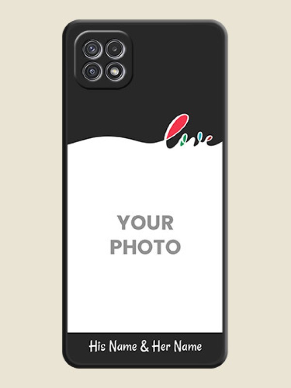 Custom Fall in Love Pattern with Picture on Photo on Space Black Soft Matte Mobile Case - Galaxy A22 5G - alternate view