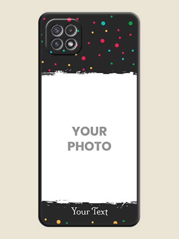 Custom Multicolor Dotted Pattern with Text on Space Black Custom Soft Matte Phone Back Cover - Galaxy A22 5G - alternate view