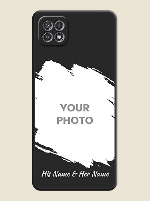 Custom Grunge Brush Strokes on Photo on Space Black Soft Matte Back Cover - Galaxy A22 5G - alternate view
