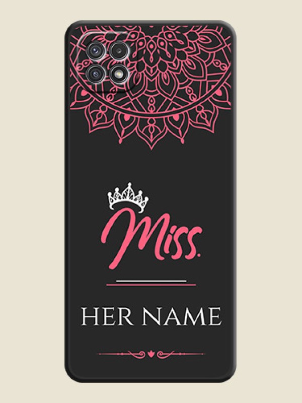 Custom Mrs Name with Floral Design on Space Black Personalized Soft Matte Phone Covers - Galaxy A22 5G - alternate view