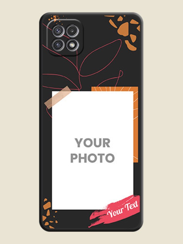 Custom Orange Photo Frame on Space Black Custom Soft Matte Phone Back Cover - Galaxy A22 5G - alternate view
