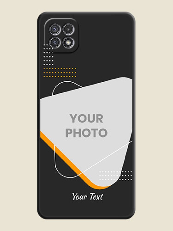 Custom Yellow Triangle on Photo on Space Black Soft Matte Phone Cover - Galaxy A22 5G - alternate view