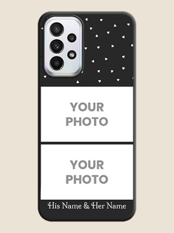 Custom Miniature Love Symbols with Name on Space Black Custom Soft Matte Back Cover - Galaxy A23 - alternate view