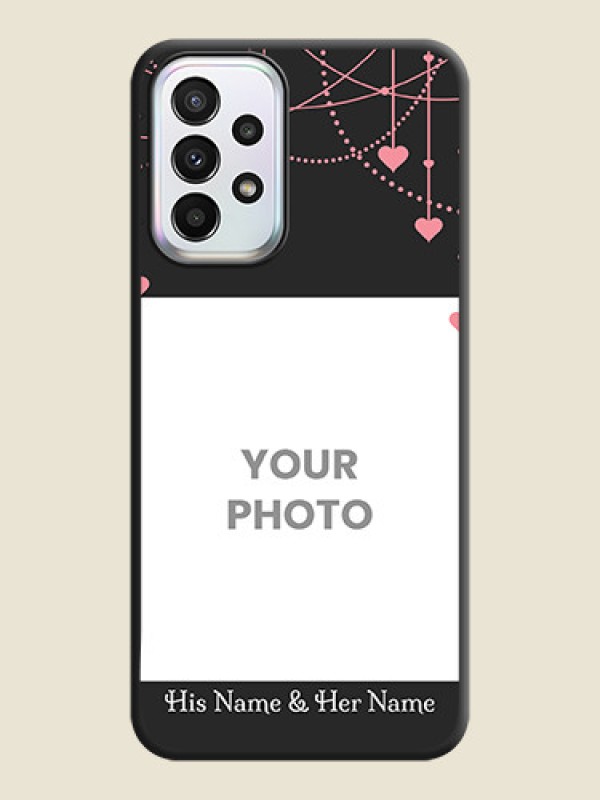 Custom Pink Love Hangings with Text on Space Black Custom Soft Matte Back Cover - Galaxy A23 - alternate view