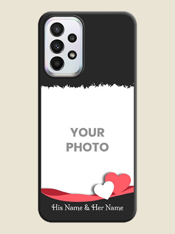 Custom Pin Color Love Shaped Ribbon Design with Text on Space Black Custom Soft Matte Phone Back Cover - Galaxy A23 - alternate view