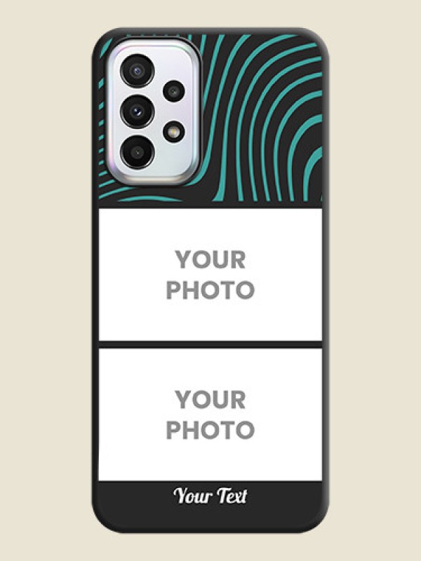 Custom Wave Pattern with 2 Image Holder on Space Black Personalized Soft Matte Phone Covers - Galaxy A23 - alternate view