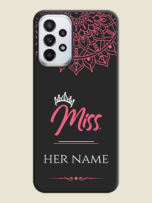 Custom Mrs Name with Floral Design on Space Black Personalized Soft Matte Phone Covers - Galaxy A23 - alternate view