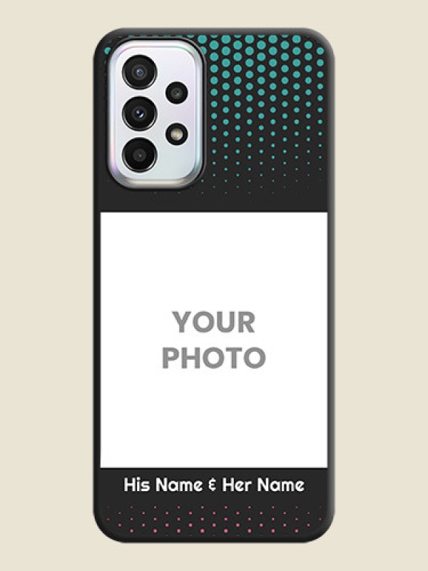Custom Faded Dots with Grunge Photo Frame and Text on Space Black Custom Soft Matte Phone Cases - Galaxy A23 - alternate view