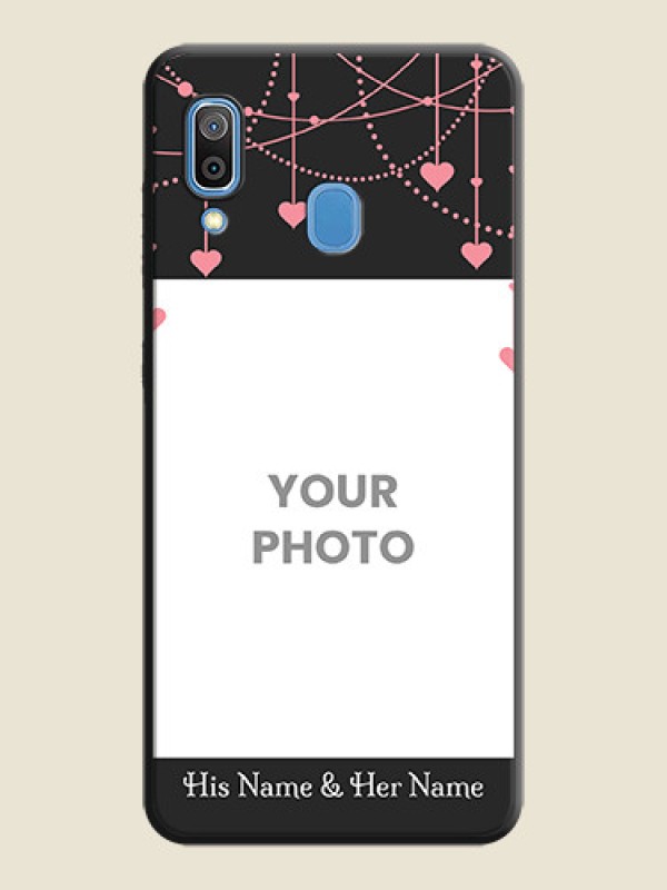 Custom Pink Love Hangings with Text on Space Black Custom Soft Matte Back Cover - Galaxy A30 - alternate view