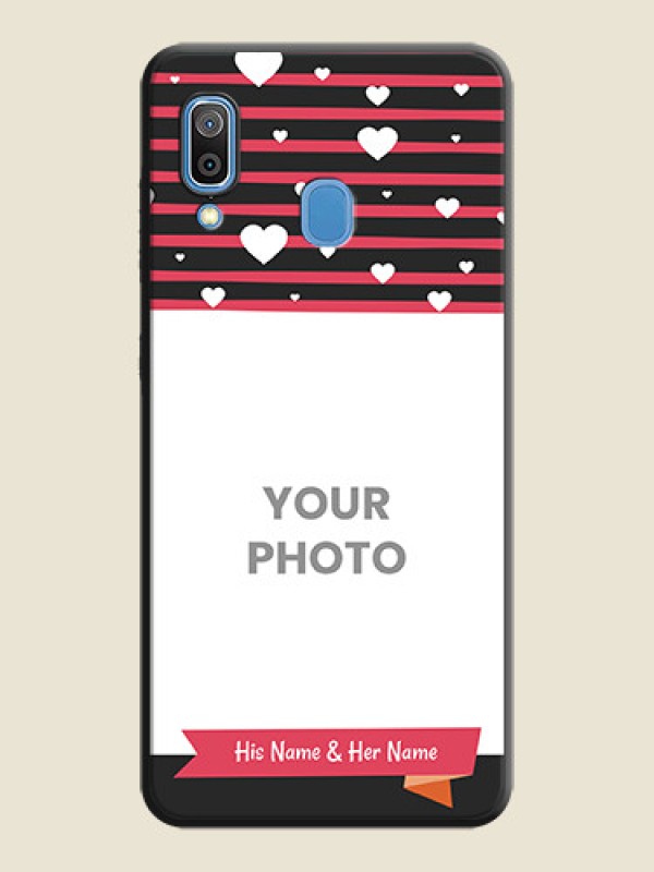Custom White Color Love Symbols with Pink Lines Pattern on Space Black Custom Soft Matte Phone Cases - Galaxy A30 - alternate view