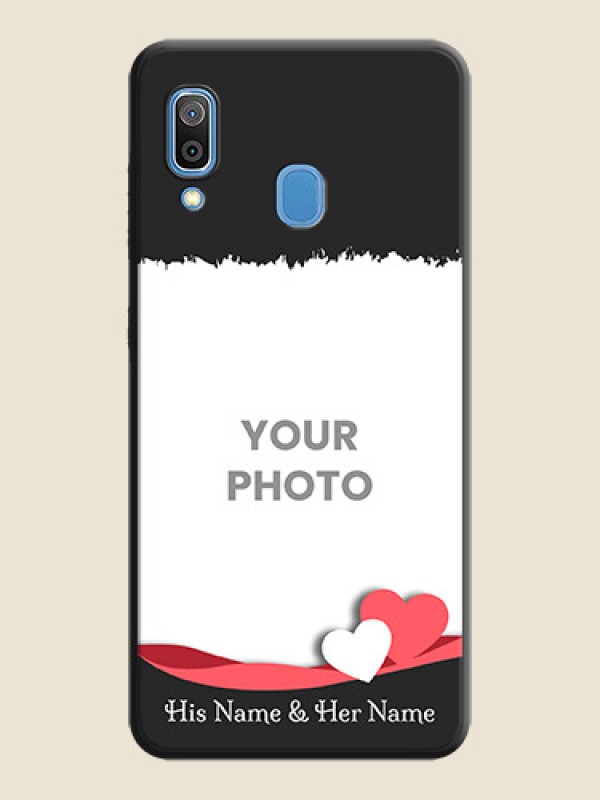 Custom Pink Color Love Shaped Ribbon Design with Text on Space Black Custom Soft Matte Phone Back Cover - Galaxy A30 - alternate view