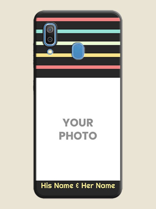 Custom Color Stripes with Photo and Text - Photo on Space Black Soft Matte Mobile Case - Galaxy A30 - alternate view