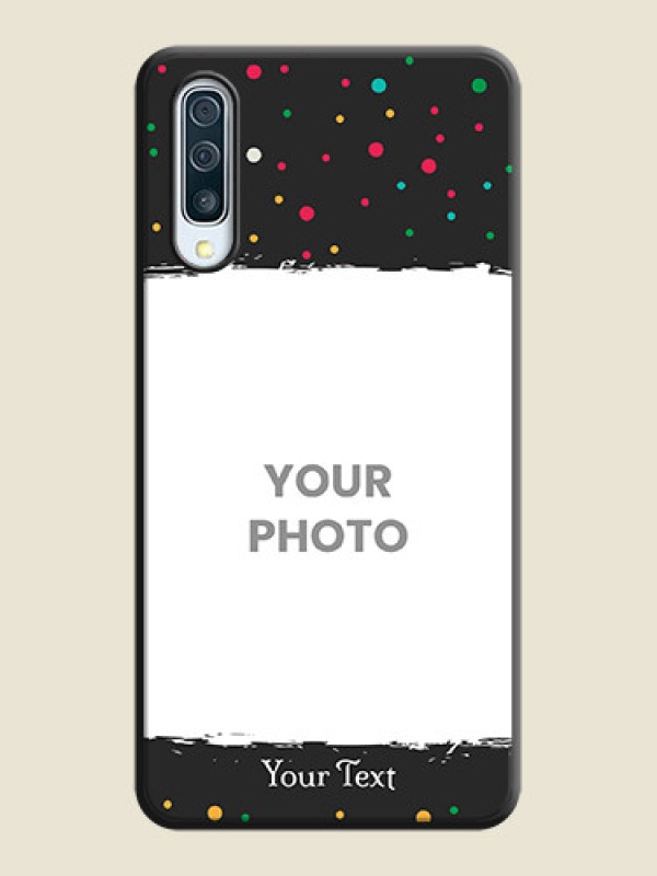 Custom Multicolor Dotted Pattern with Text on Space Black Custom Soft Matte Phone Back Cover - Galaxy A30S - alternate view