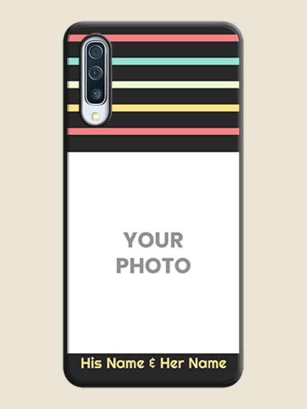 Custom Color Stripes with Photo and Text - Photo on Space Black Soft Matte Mobile Case - Galaxy A30S - alternate view