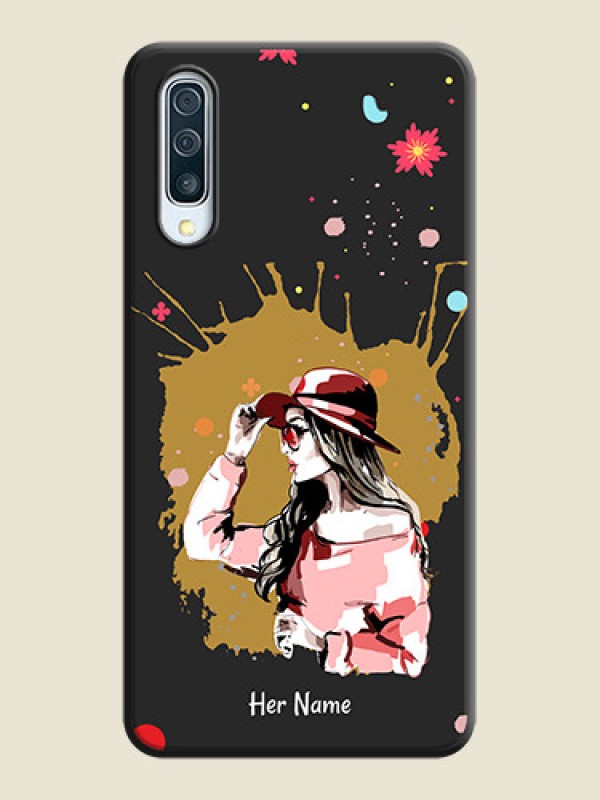 Custom Mordern Lady With Color Splash Background With Custom Text On Space Black Personalized Soft Matte Phone Covers -Samsung Galaxy A30S - alternate view
