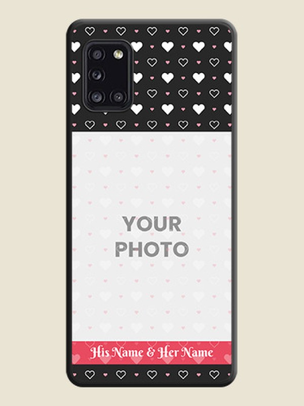 Custom White Color Love Symbols with Text Design on Photo on Space Black Soft Matte Phone Cover - Galaxy A31 - alternate view