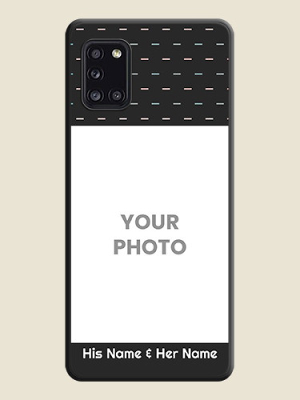 Custom Line Pattern Design with Text on Space Black Custom Soft Matte Phone Back Cover - Galaxy A31 - alternate view