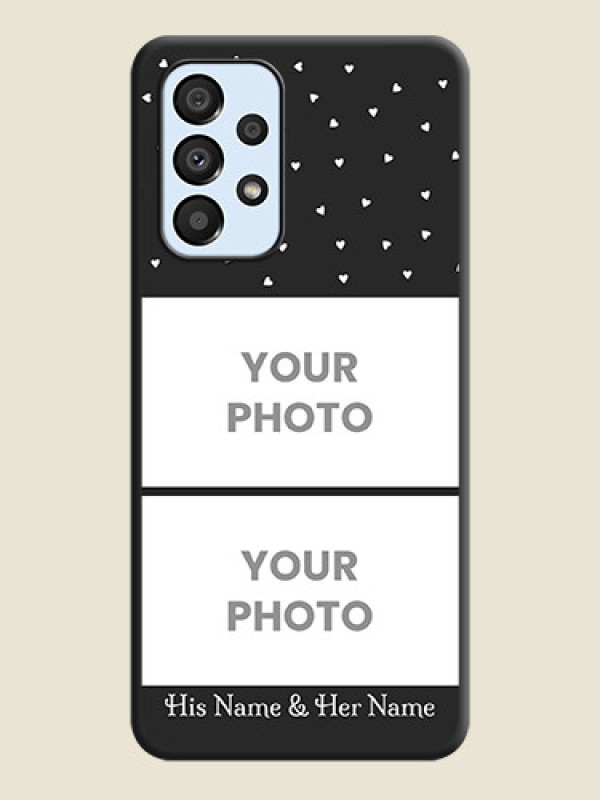 Custom Miniature Love Symbols with Name on Space Black Custom Soft Matte Back Cover - Galaxy A33 5G - alternate view