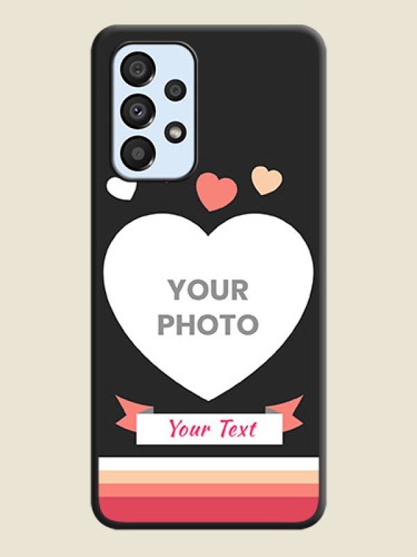 Custom Love Shaped Photo with Colorful Stripes on Personalised Space Black Soft Matte Cases - Galaxy A33 5G - alternate view