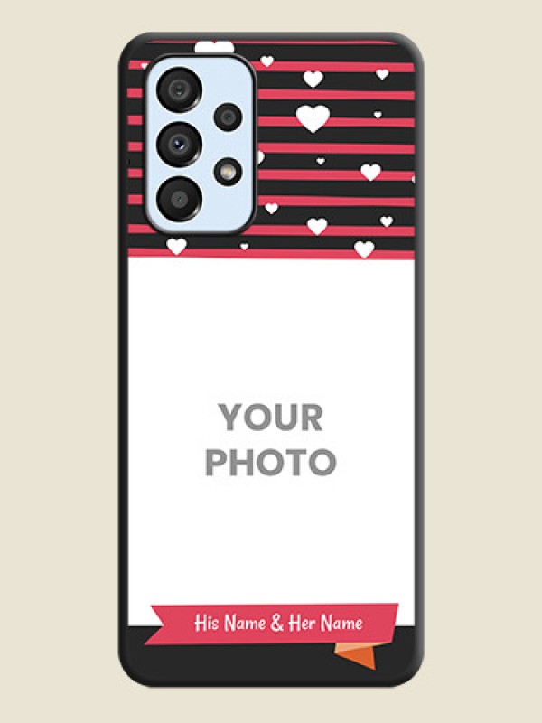 Custom White Color Love Symbols with Pink Lines Pattern on Space Black Custom Soft Matte Phone Cases - Galaxy A33 5G - alternate view