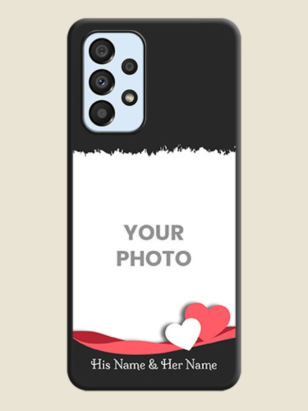 Custom Pin Color Love Shaped Ribbon Design with Text on Space Black Custom Soft Matte Phone Back Cover - Galaxy A33 5G - alternate view