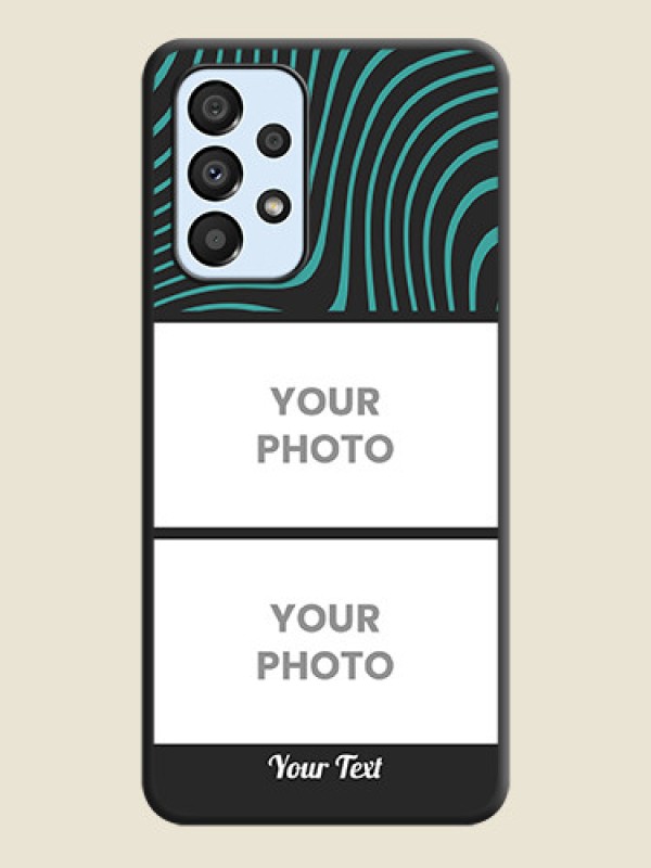 Custom Wave Pattern with 2 Image Holder on Space Black Personalized Soft Matte Phone Covers - Galaxy A33 5G - alternate view