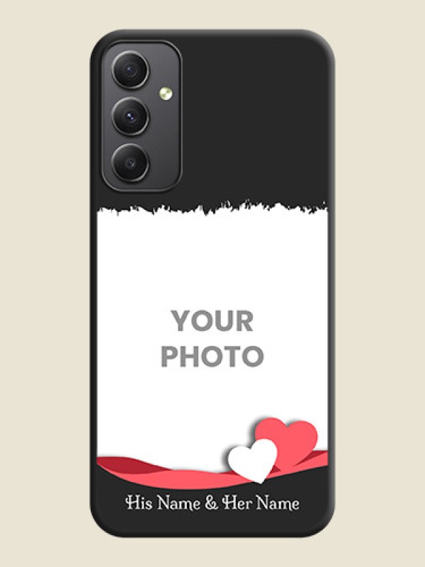 Custom Pin Color Love Shaped Ribbon Design with Text on Space Black Custom Soft Matte Phone Back Cover - Galaxy A34 5G - alternate view