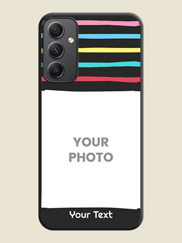 Custom Multicolor Lines with Image on Space Black Personalized Soft Matte Phone Covers - Galaxy A34 5G - alternate view