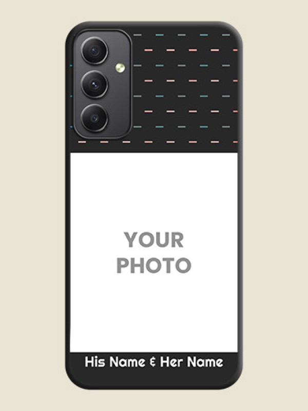Custom Line Pattern Design with Text on Space Black Custom Soft Matte Phone Back Cover - Galaxy A34 5G - alternate view