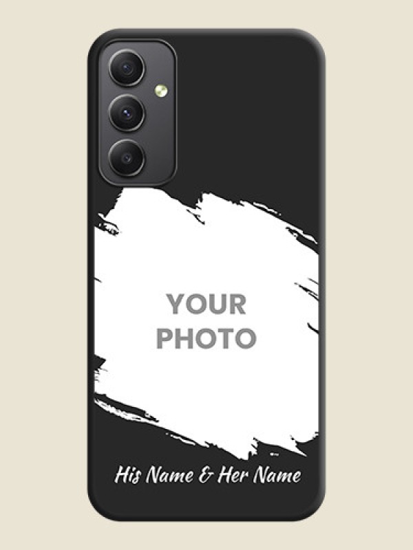Custom Grunge Brush Strokes on Photo on Space Black Soft Matte Back Cover - Galaxy A34 5G - alternate view