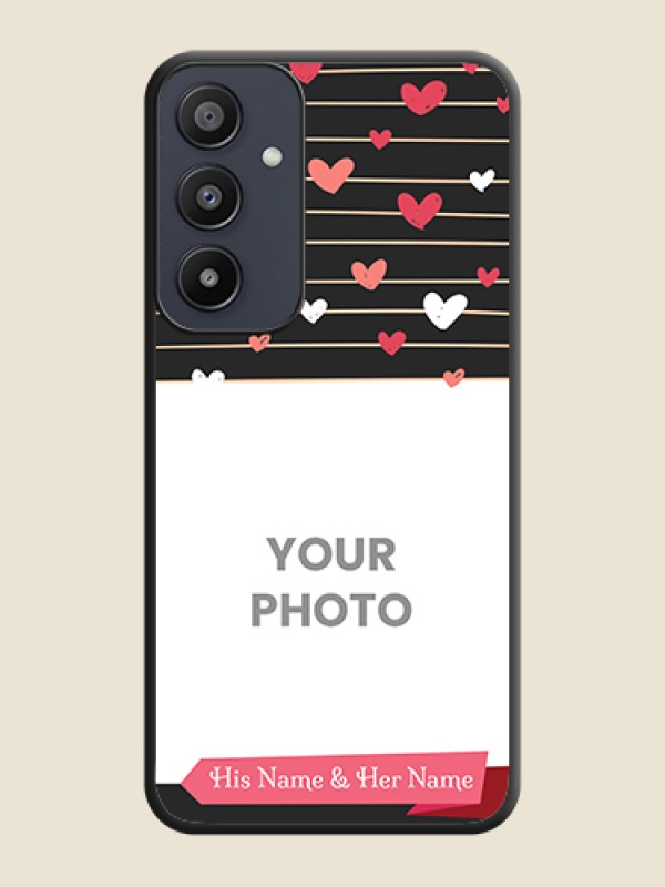 Custom Love Pattern with Name on Pink Ribbon - Photo on Space Black Soft Matte Back Cover - Galaxy A35 5G - alternate view