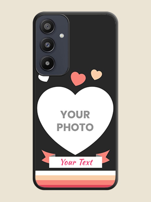 Custom Love Shaped Photo with Colorful Stripes on Personalised Space Black Soft Matte Cases - Galaxy A35 5G - alternate view