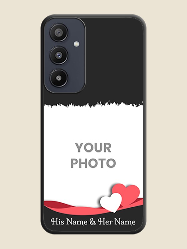 Custom Pink Color Love Shaped Ribbon Design with Text on Space Black Custom Soft Matte Phone Back Cover - Galaxy A35 5G - alternate view