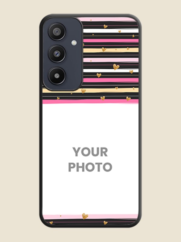 Custom Multicolor Lines and Golden Love Symbols Design - Photo on Space Black Soft Matte Mobile Cover - Galaxy A35 5G - alternate view