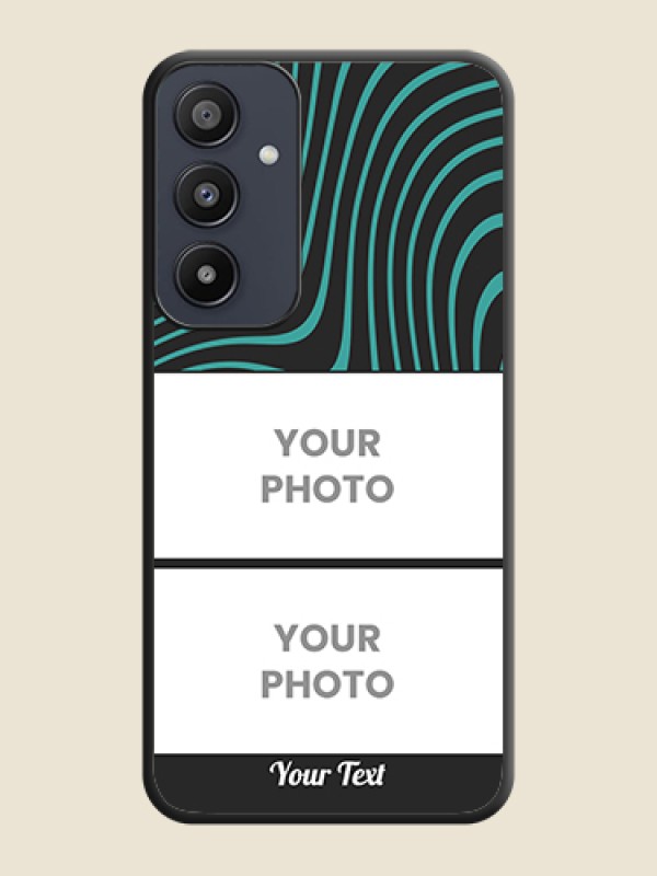 Custom Wave Pattern with 2 Image Holder on Space Black Personalized Soft Matte Phone Covers - Galaxy A35 5G - alternate view