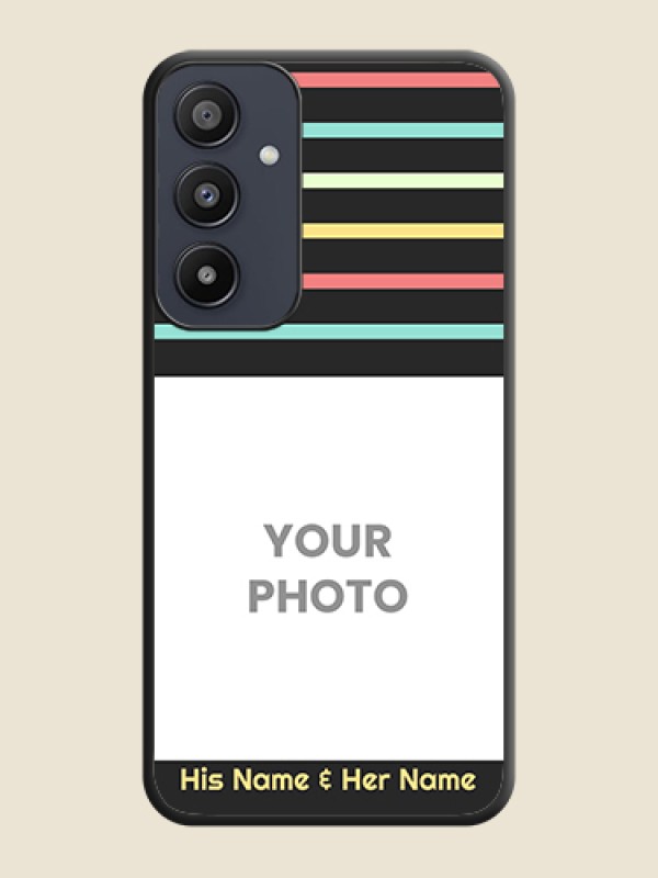 Custom Color Stripes with Photo and Text - Photo on Space Black Soft Matte Mobile Case - Galaxy A35 5G - alternate view