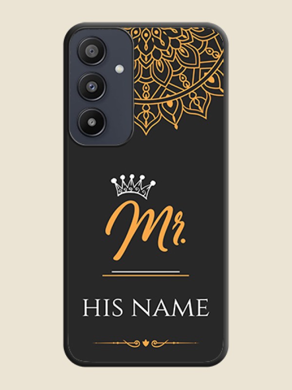 Custom Mr Name with Floral Design on Personalised Space Black Soft Matte Cases - Galaxy A35 5G - alternate view