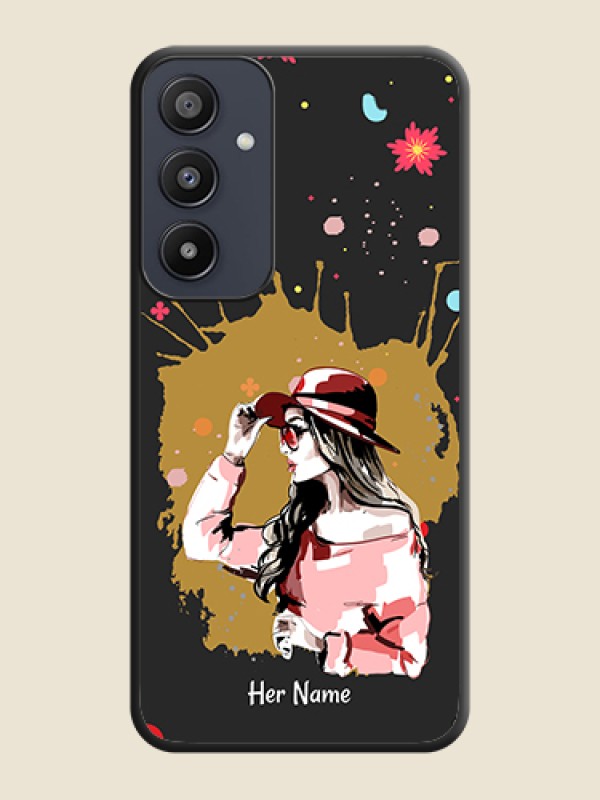 Custom Mordern Lady With Color Splash Background With Custom Text On Space Black Personalized Soft Matte Phone Covers - Galaxy A35 5G - alternate view