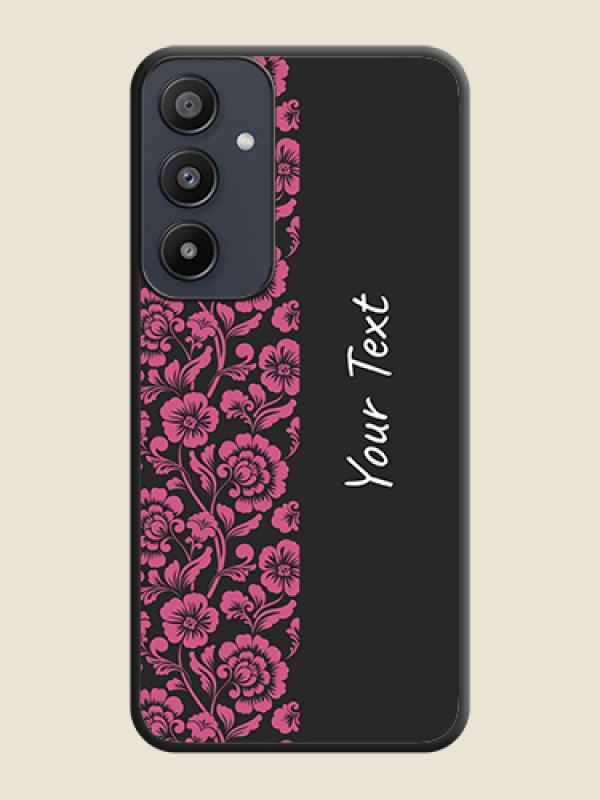 Custom Pink Floral Pattern Design With Custom Text On Space Black Personalized Soft Matte Phone Covers - Galaxy A35 5G - alternate view
