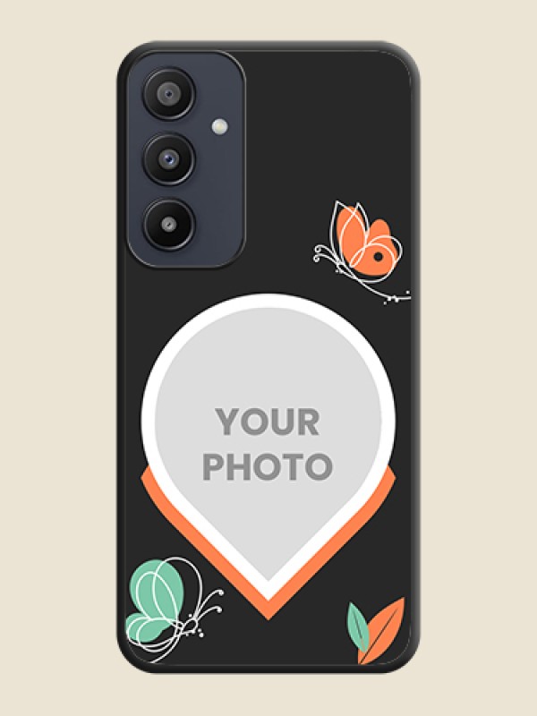 Custom Upload Pic With Simple Butterly Design On Space Black Personalized Soft Matte Phone Covers - Galaxy A35 5G - alternate view