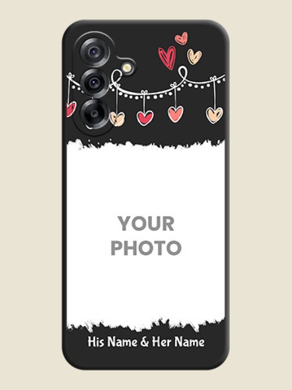Custom Pink Love Hangings with Name On Space Black Custom Soft Matte Mobile Back Cover - Samsung Galaxy A36 5G - alternate view