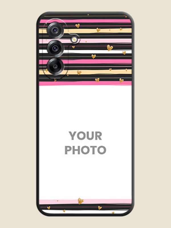 Custom Multicolor Lines and Golden Love Symbols Design on Photo On Space Black Custom Soft Matte Mobile Back Cover - Samsung Galaxy A36 5G - alternate view