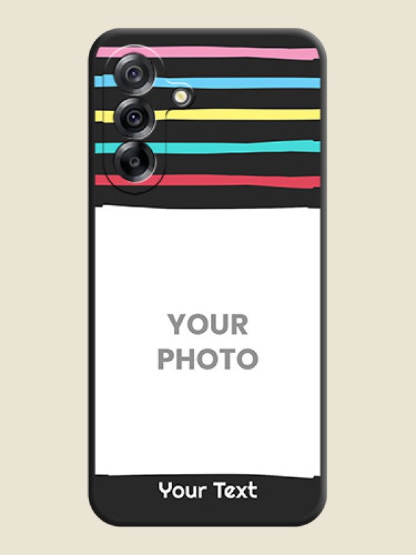 Custom Multicolor Lines with Image On Space Black Custom Soft Matte Mobile Back Cover - Samsung Galaxy A36 5G - alternate view