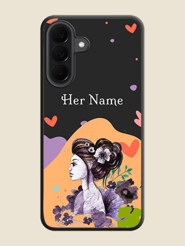 Custom Namecase For Her With Fancy Lady Image On Space Black Custom Soft Matte Mobile Back Cover - Samsung Galaxy A37 5G - alternate view