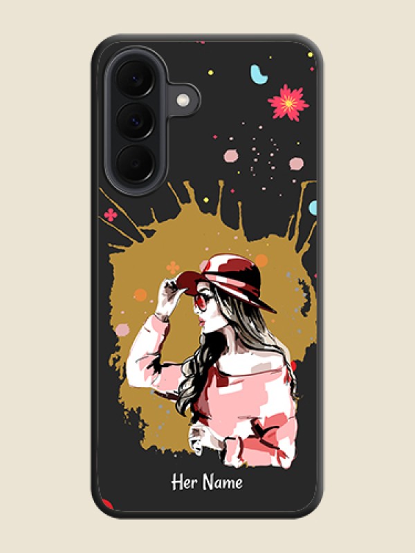 Custom Mordern Lady With Color Splash Background With Custom Text On Space Black Custom Soft Matte Mobile Back Cover - Samsung Galaxy A37 5G - alternate view