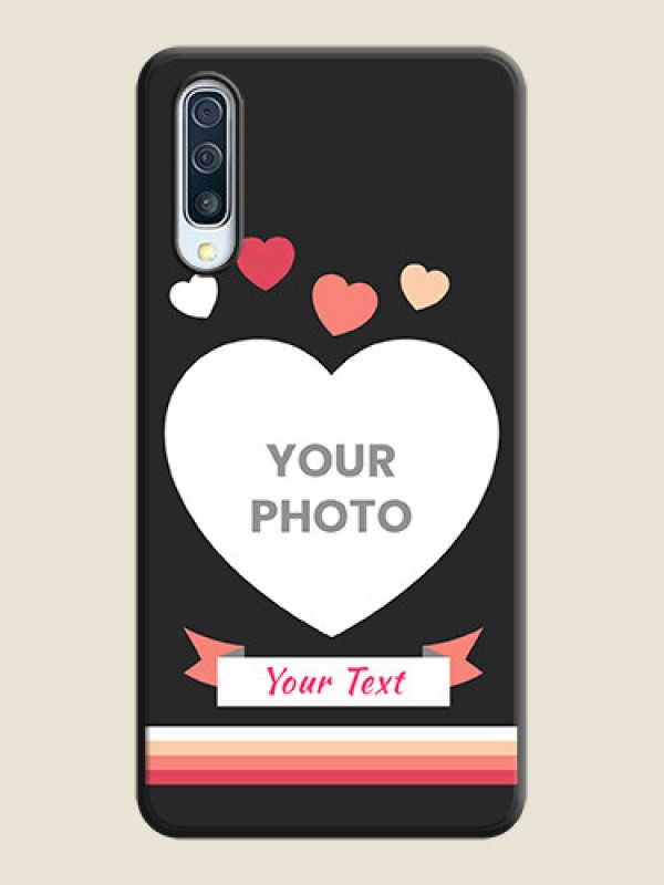 Custom Love Shaped Photo with Colorful Stripes on Personalised Space Black Soft Matte Cases - Galaxy A50 - alternate view