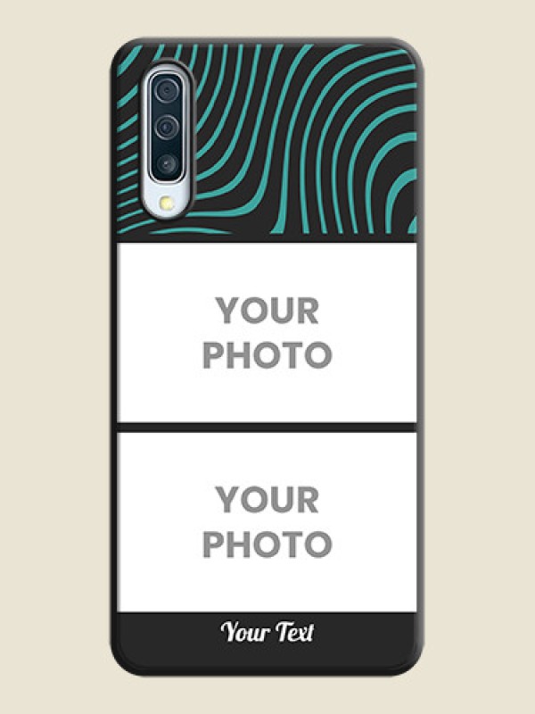 Custom Wave Pattern with 2 Image Holder on Space Black Personalized Soft Matte Phone Covers - Galaxy A50 - alternate view