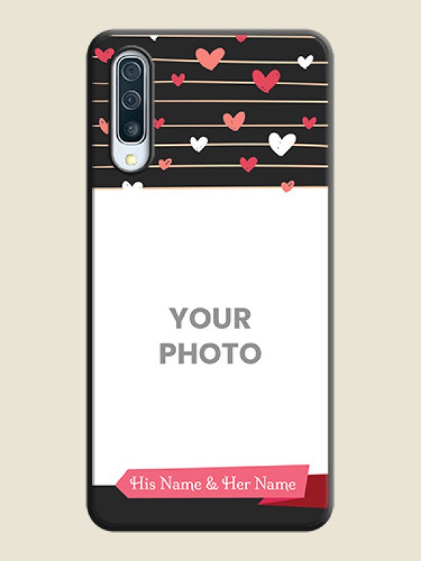 Custom Love Pattern with Name on Pink Ribbon  - Photo on Space Black Soft Matte Back Cover - Galaxy A50S - alternate view